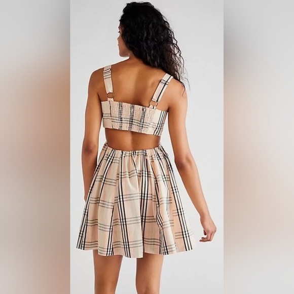 NWT People Bridget Mini Dress in ivory combo - Picture 2 of 5